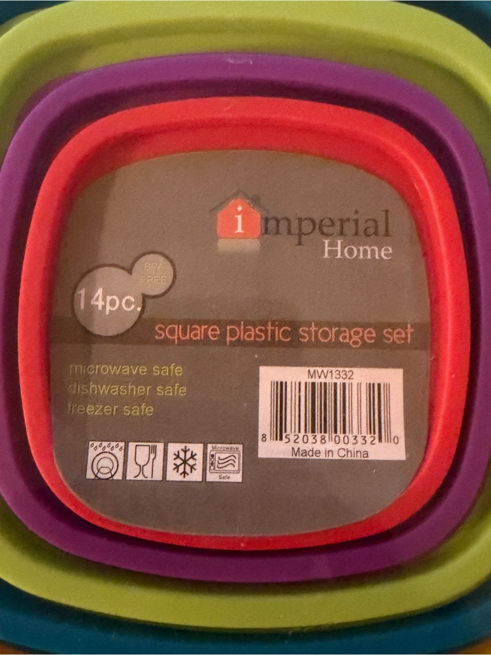 14-Piece Square Plastic Storage Set - Multicolor